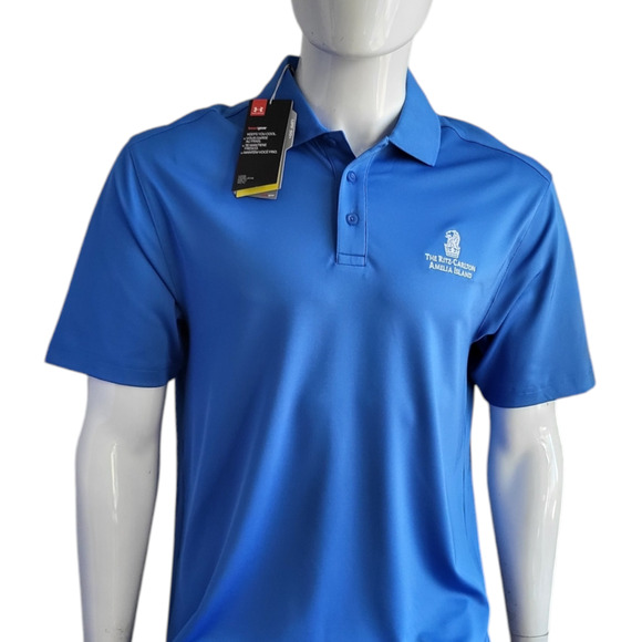 NWT UNDER ARMOUR The Ritz-Carlton Amelia Island Golf Polo UPF50 Blue SIze M - Picture 1 of 9